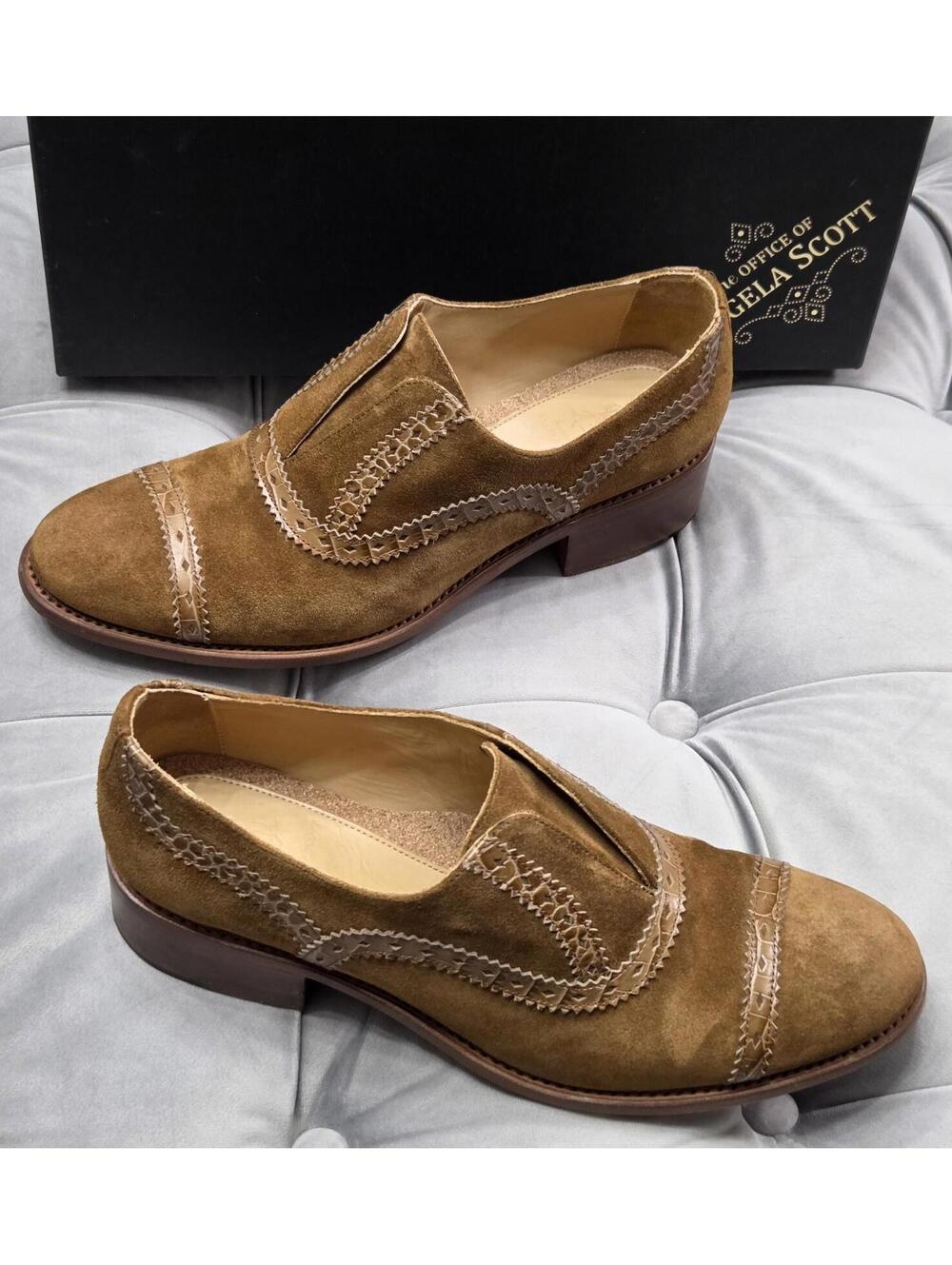 The Office of Angela Scott Ms Arzner Brown Suede Oxfords Womens Shoes 41 10